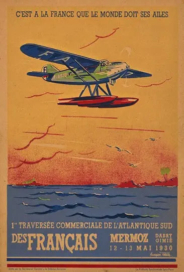 Affiche Vintage Air France Mermoz | Esprit-Aviation