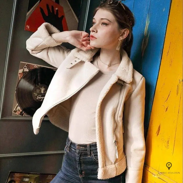 Blouson Aviateur Veste Motard Daim Femme Veste En Cuir En Daim