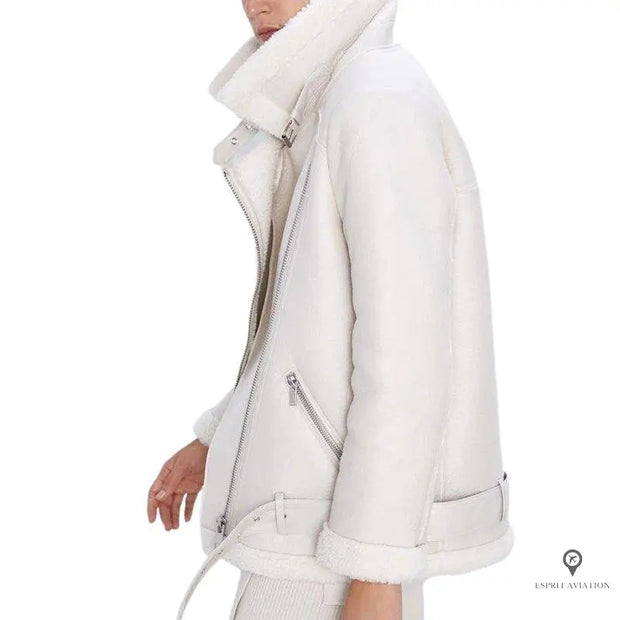 Blouson Aviateur Femme Daim Blanc | Esprit-Aviation