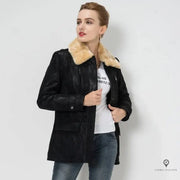 Blouson Aviateur Femme Daim Noir | Esprit-Aviation