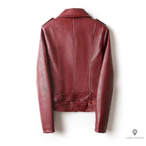 Blouson Aviateur Femme Simili Cuir Fashion Rouge | Esprit-Aviation