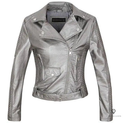 Blouson Aviateur Femme Simili Cuir Gris | Esprit-Aviation