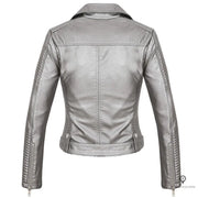 Blouson Aviateur Femme Simili Cuir Gris | Esprit-Aviation