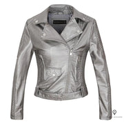 Blouson Aviateur Femme Simili Cuir Gris | Esprit-Aviation