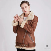 Blouson Aviateur Femme Simili Cuir Marron | Esprit-Aviation