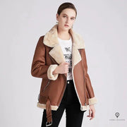 Blouson Aviateur Femme Simili Cuir Marron | Esprit-Aviation