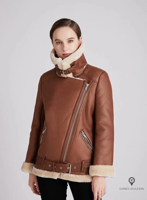 Blouson simili cuir marron femme deals
