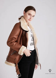 Blouson Aviateur Femme Simili Cuir Marron | Esprit-Aviation