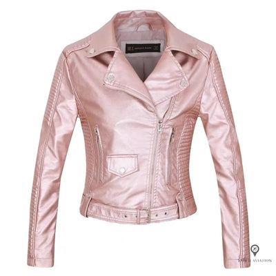 Blouson Aviateur Femme Simili Cuir Rose pale | Esprit-Aviation