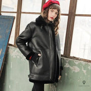 Blouson Aviateur Femme Similicuir Noir Oversized | Esprit-Aviation