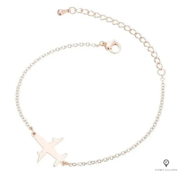 Bracelet Avion Acier Inoxydable Rose Doré Esprit-Aviation 