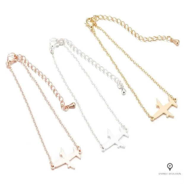 Bracelet Avion Acier Inoxydable Rose Doré Esprit-Aviation 