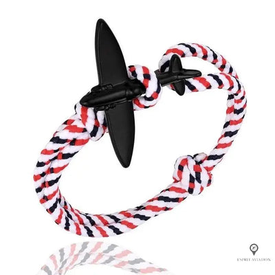 Bracelet Avion Corde Bleu Blanc Rouge Esprit-Aviation 