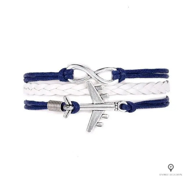 Bracelet Avion Cuir Bleu Esprit-Aviation 