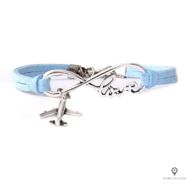 Bracelet Avion Cuir Bleu Femme Esprit-Aviation 