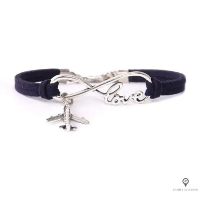 Bracelet Avion Cuir Bleu Marine Femme Esprit-Aviation 