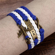 Bracelet Avion Cuir Bleu et Blanc Esprit-Aviation 