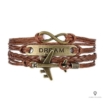 Bracelet Avion Cuir Esprit-Aviation 