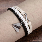 Bracelet Avion Cuir Noir Esprit-Aviation 