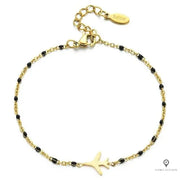Bracelet Avion Femme Noir Esprit-Aviation 