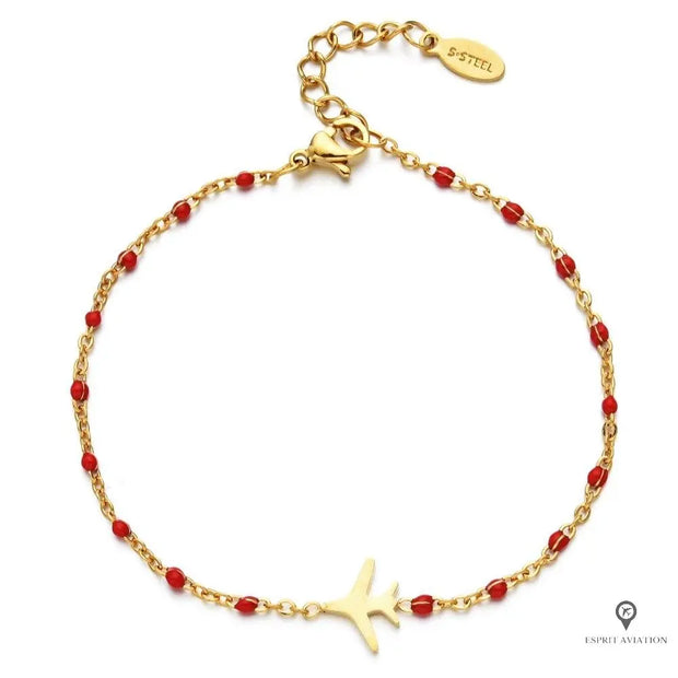 Bracelet Avion Femme Rouge Esprit-Aviation 