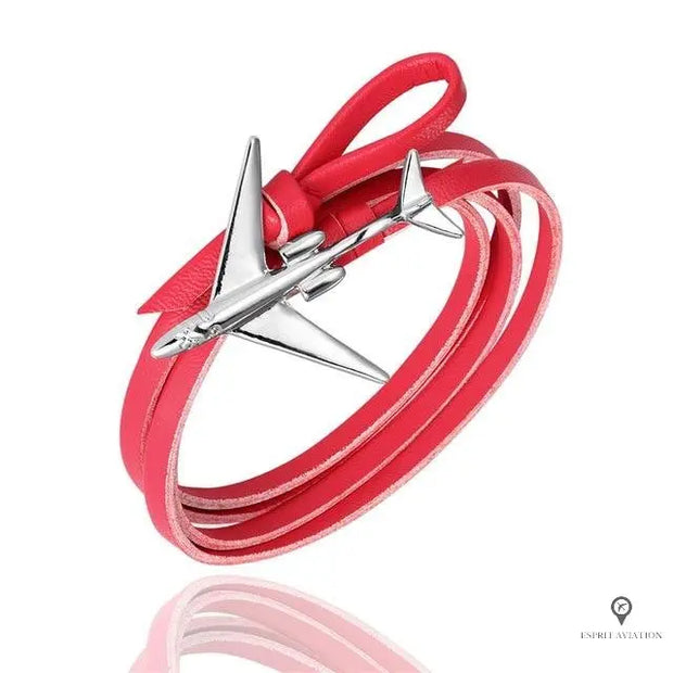 Bracelet Avion Homme Rouge Clair Esprit-Aviation 