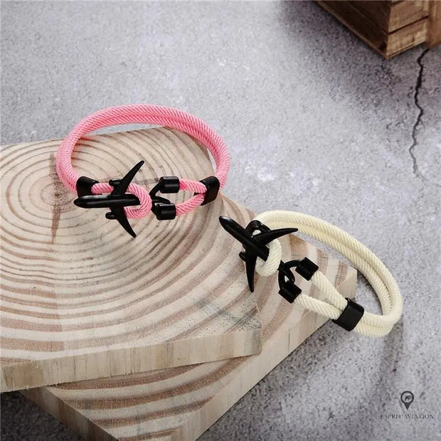 Bracelet Avion Noir et Blanc Esprit-Aviation 