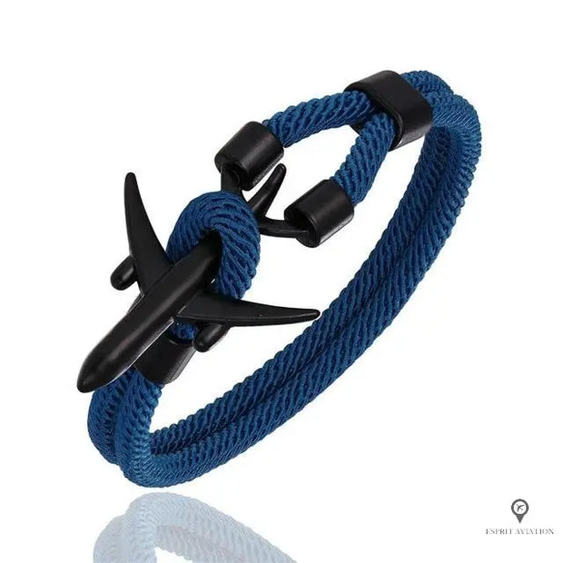 Bracelet Avion Noir et Bleu Esprit-Aviation 