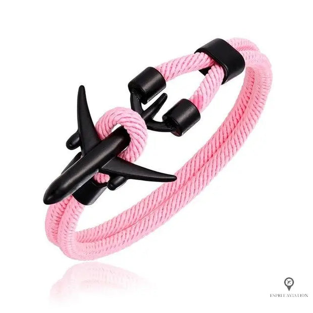 Bracelet Avion Noir et Rose Esprit-Aviation 