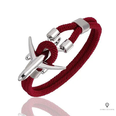 Bracelet Avion Rouge Foncé Esprit-Aviation 