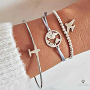 Bracelet Avion Terre Argenté Esprit-Aviation 
