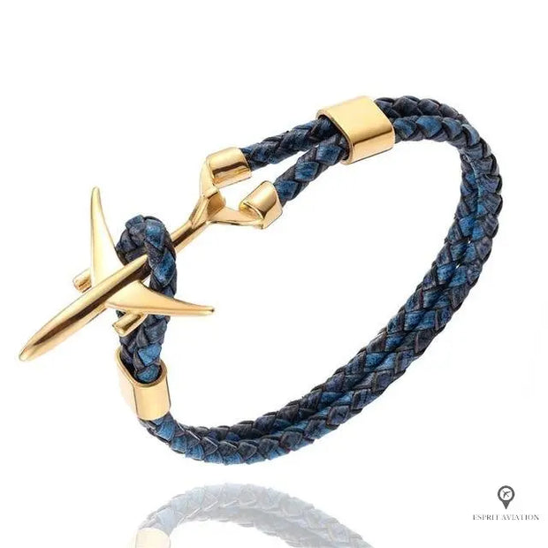 Bracelet Avion de Ligne Bleu Doré Esprit-Aviation 