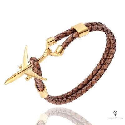 Bracelet Avion de Ligne Doré Esprit-Aviation 