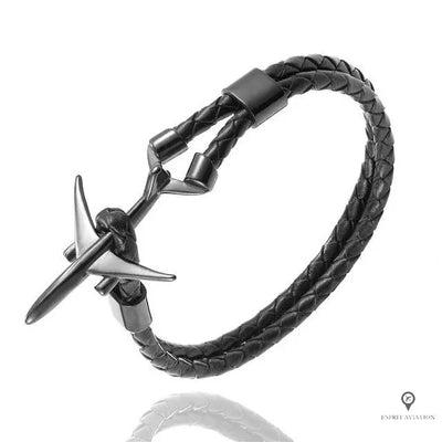Bracelet Avion de Ligne Noir Esprit-Aviation 