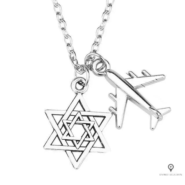 Collier Avion Croix Juive Esprit-Aviation 