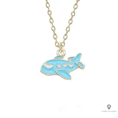 Collier Avion Or et Bleu Esprit-Aviation 