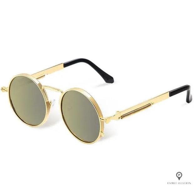 Lunette Aviateur Homme De Soleil Ronde Dorée | Esprit-Aviation