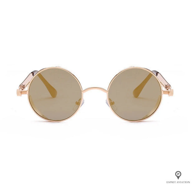 Lunette Aviateur Homme De Soleil Ronde Dorée | Esprit-Aviation