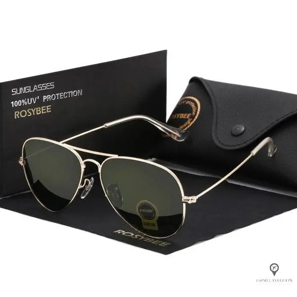 Lunette de Soleil Aviateur Vert Homme | Esprit-Aviation