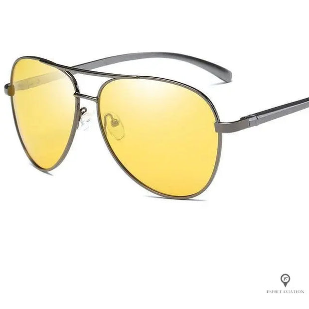 Lunettes Aviateur Homme Soleil Jaune Acier | Esprit-Aviation