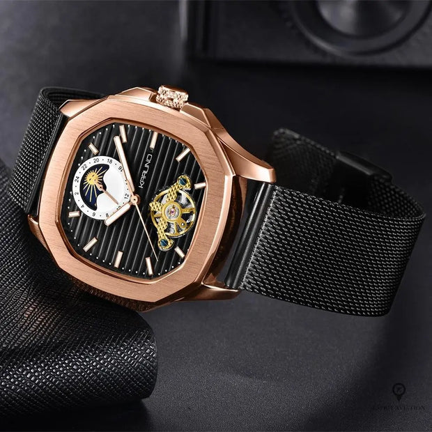 Montre Aviateur Automatique Acier Noir | Esprit-Aviation