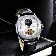 Montre Aviateur Automatique Cuir Noir Cadran Blanc | Esprit-Aviation
