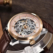Montre Aviateur Automatique Mécanisme Apparent Marron | Esprit-Aviation