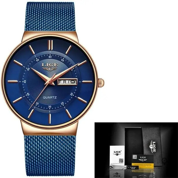 Montre Aviateur Bracelet Acier Bleu | Esprit-Aviation