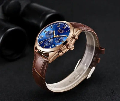 Montre Aviateur Bracelet Cuir Cadran Or | Esprit-Aviation