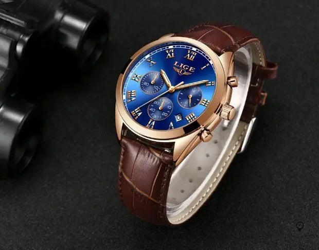 Montre Aviateur Bracelet Cuir Cadran Or | Esprit-Aviation
