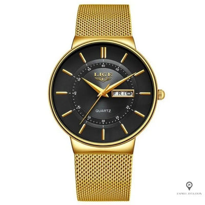 Montre Aviateur Bracelet Doré | Esprit-Aviation