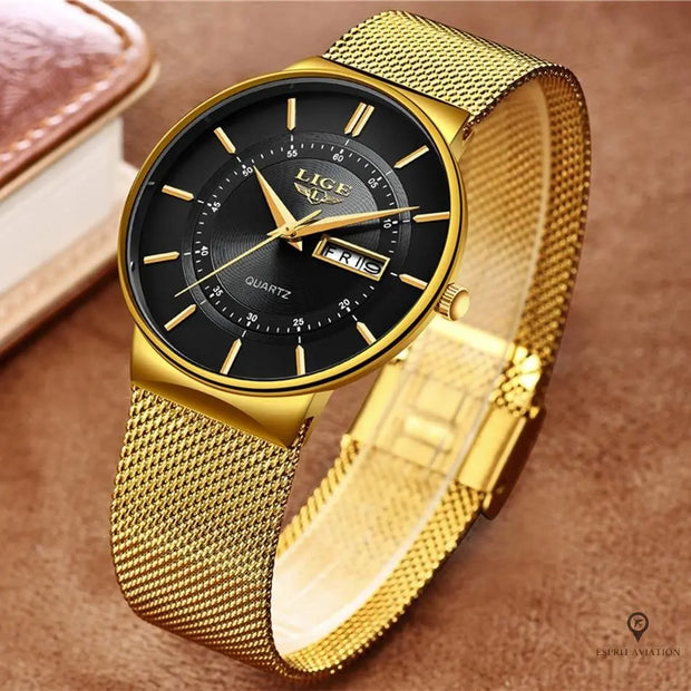 Montre Aviateur Bracelet Doré | Esprit-Aviation
