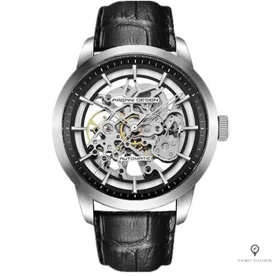 Montre Aviateur Homme Mecanisme Apparent (Noir) | Esprit-Aviation