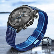 Montre Aviateur Quartz Acier Bleue | Esprit-Aviation